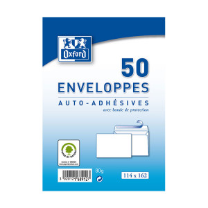 Enveloppe blanche auto-adhésive 114 x 162 mm 50 pcs