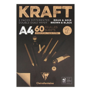 Bloc de papier Kraft Double Face marron et noir 90 g/m² - 14,8 x 21 cm (A5)